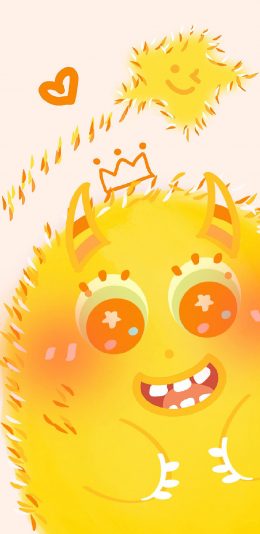 [2436x1125]小怪兽 阿黄 卡通 可爱 苹果手机动漫壁纸图片