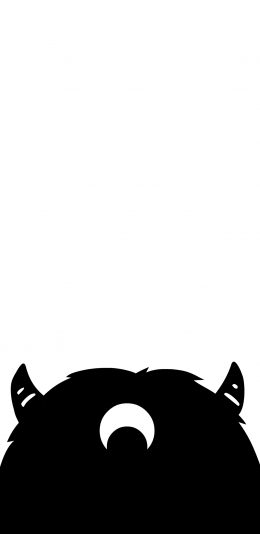 [2436x1125]小怪兽 黑白 卡通 可爱 苹果手机动漫壁纸图片