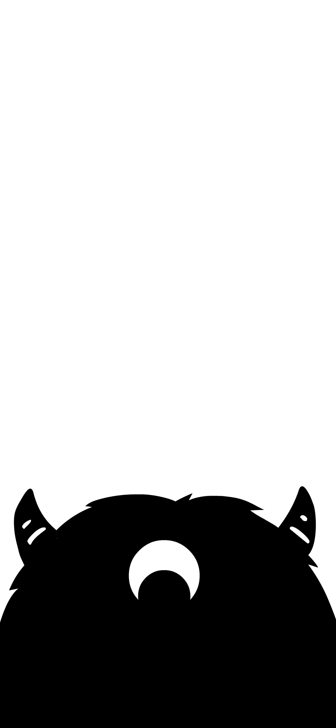 [2436×1125]小怪兽 黑白 卡通 可爱 苹果手机动漫壁纸图片