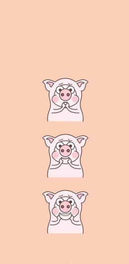 [2436x1125]小恭猪 卡通 可爱 挤出笑容 苹果手机动漫壁纸图片