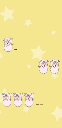 [2436x1125]小恭猪 卡通 黄色 星星 苹果手机动漫壁纸图片