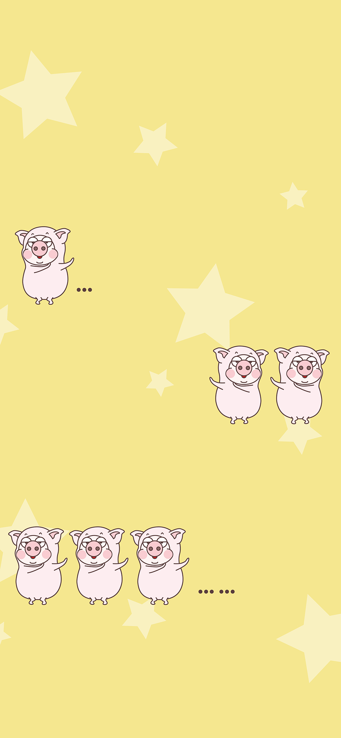 [2436×1125]小恭猪 卡通 黄色 星星 苹果手机动漫壁纸图片