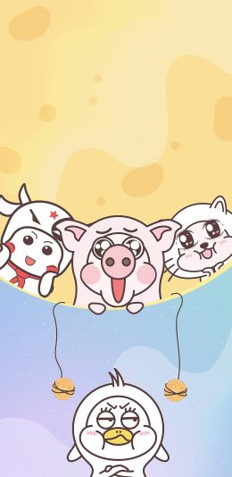 [2436x1125]小恭猪 月亮 月饼 可爱 苹果手机动漫壁纸图片