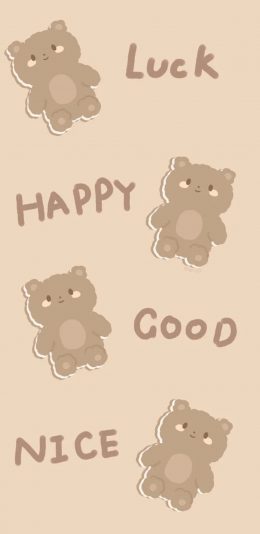 [2436x1125]小熊 happy nice 平铺 luck 苹果手机动漫壁纸图片