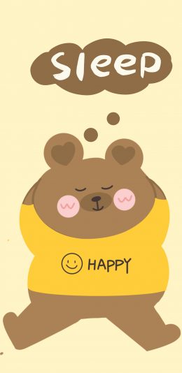 [2436x1125]小熊 sleep happy 可爱 苹果手机动漫壁纸图片