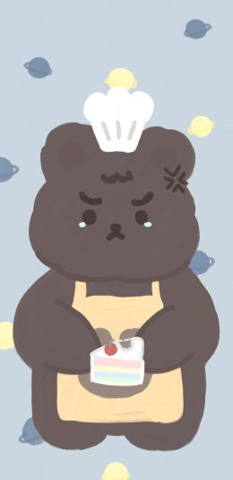[2436x1125]小熊 可爱 委屈 生气 苹果手机动漫壁纸图片