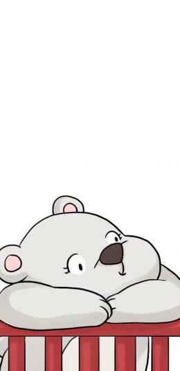 [2436x1125]小熊 可爱 栏杆 卡通 苹果手机动漫壁纸图片