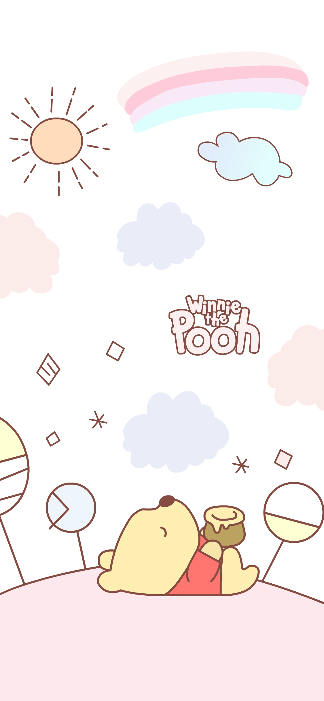 [2436×1125]小熊维尼 卡通 动画 可爱 苹果手机动漫壁纸图片