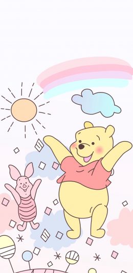 [2436x1125]小熊维尼 卡通 欢乐 小猪 动画 苹果手机动漫壁纸图片