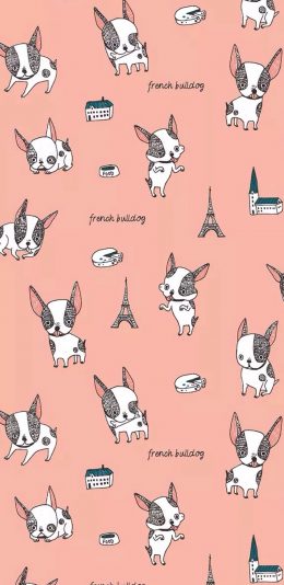 [2436x1125]小狗 吉娃娃 卡通 平铺 苹果手机动漫壁纸图片