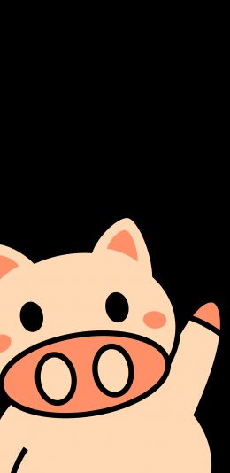 [2436x1125]小猪 黑色 卡通 可爱 苹果手机动漫壁纸图片