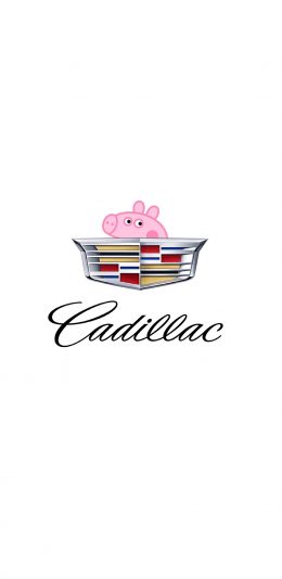 [2436x1125]小猪佩奇 凯迪拉克 车标 苹果手机动漫壁纸图片