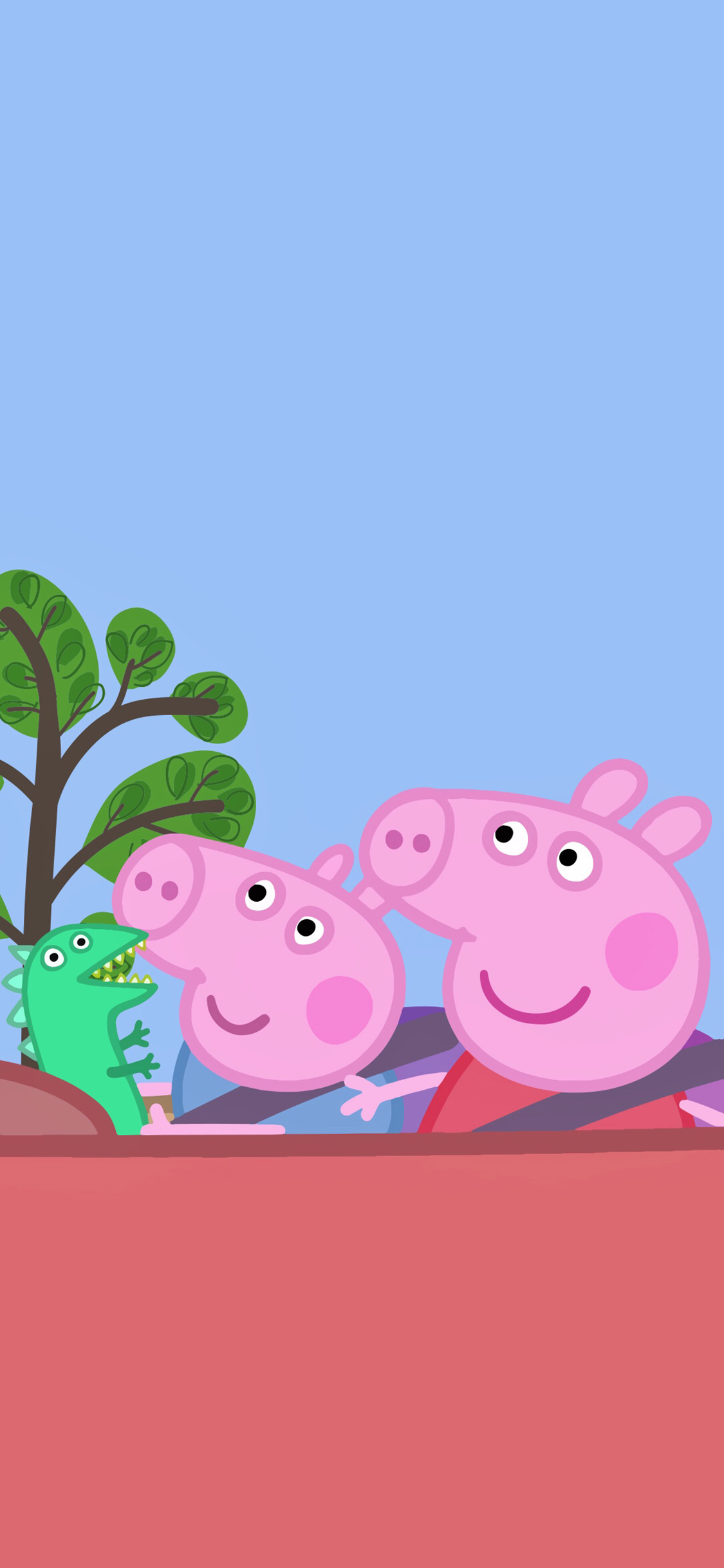 [2436×1125]小猪佩奇 动画 卡通 可爱 开车 苹果手机动漫壁纸图片