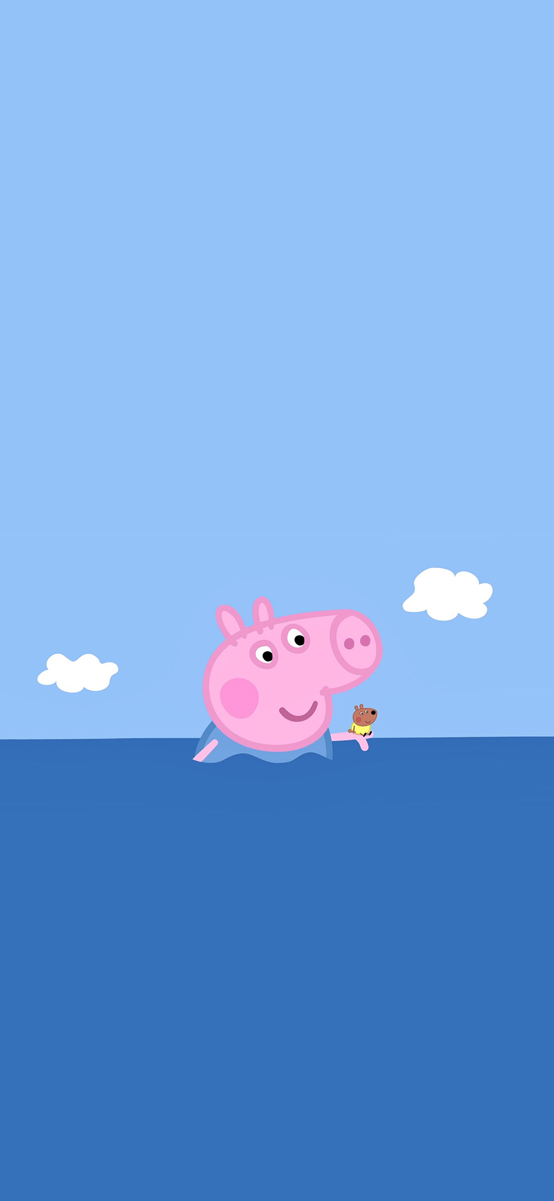 [2436×1125]小猪佩奇 动画 卡通 可爱 蓝色 苹果手机动漫壁纸图片