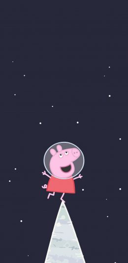 [2436x1125]小猪佩奇 动画 卡通 太空 宇宙 苹果手机动漫壁纸图片
