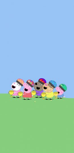 [2436x1125]小猪佩奇 蓝色 卡通 动画 苹果手机动漫壁纸图片