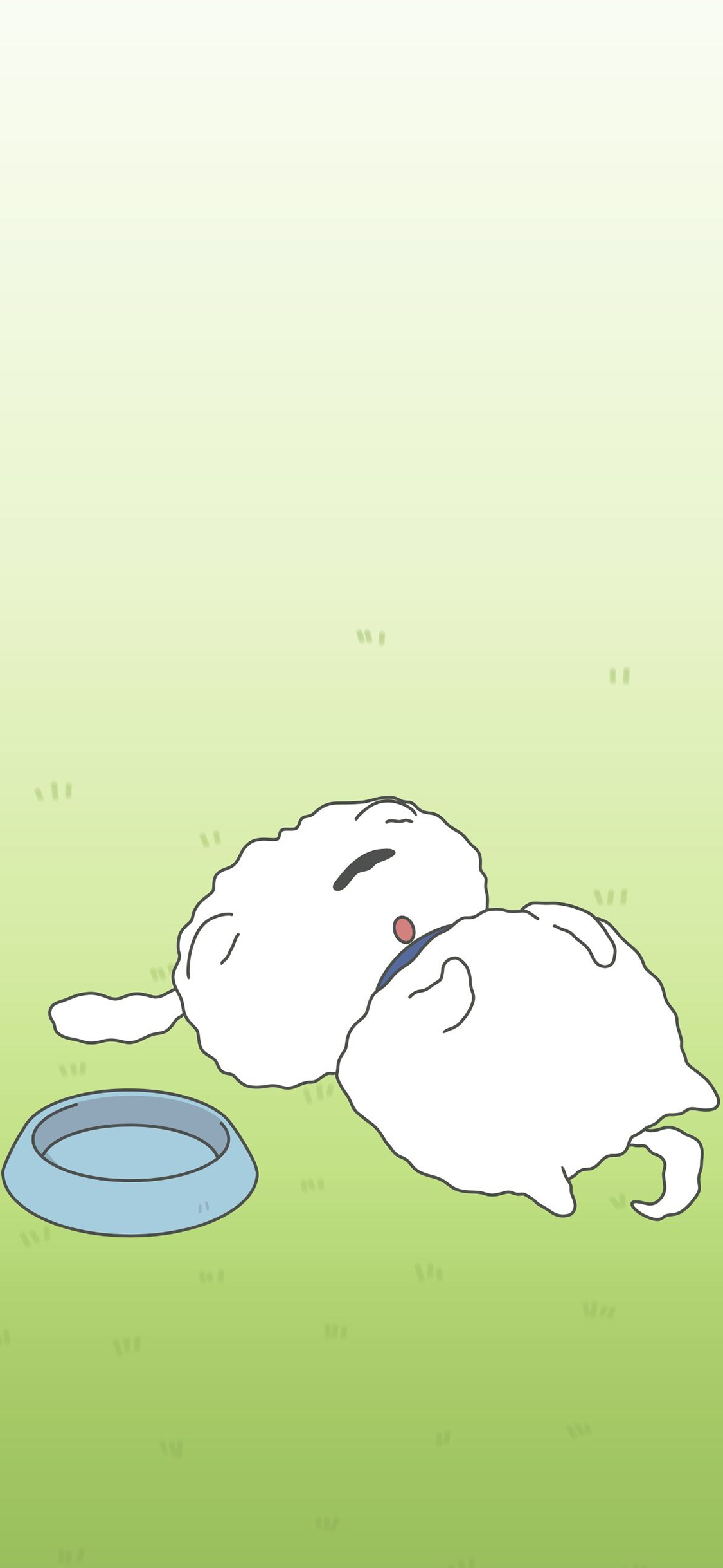 [2436×1125]小白 狗 蜡笔小新 动画 日本 苹果手机动漫壁纸图片