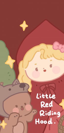 [2436x1125]小红帽 童话故事 红色 狼 苹果手机动漫壁纸图片