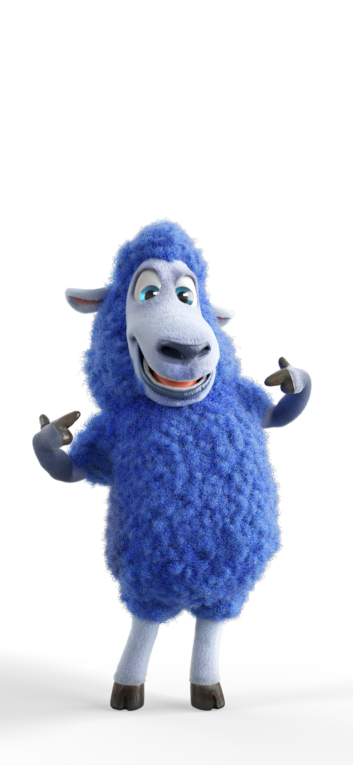 [2436×1125]小羊 3D 蓝色 可爱 苹果手机动漫壁纸图片