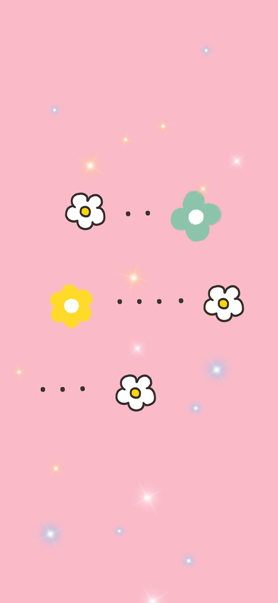 [2436×1125]小花  清新 泫雅风 粉 苹果手机动漫壁纸图片