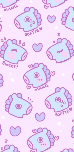 [2436x1125]小马  卡通 粉色系 平铺 苹果手机动漫壁纸图片