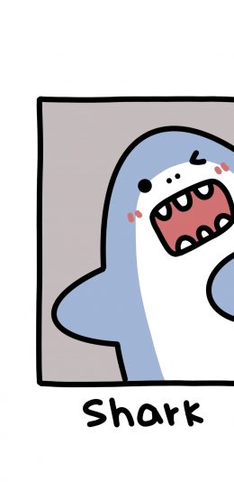 [2436x1125]小鲨鱼 shark 卡通 苹果手机动漫壁纸图片