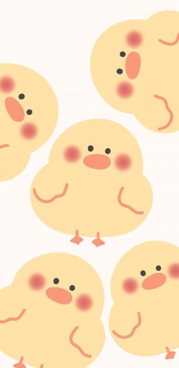 [2436x1125]小鸡 卡通 平铺 黄 苹果手机动漫壁纸图片