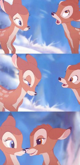 [2436x1125]小鹿斑比 动画 卡通 可爱 梅花鹿 苹果手机动漫壁纸图片