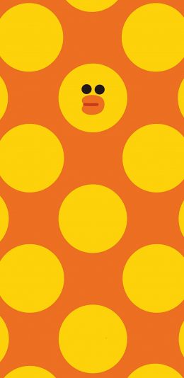 [2436x1125]小黄鸭 圆 line 平铺 苹果手机动漫壁纸图片