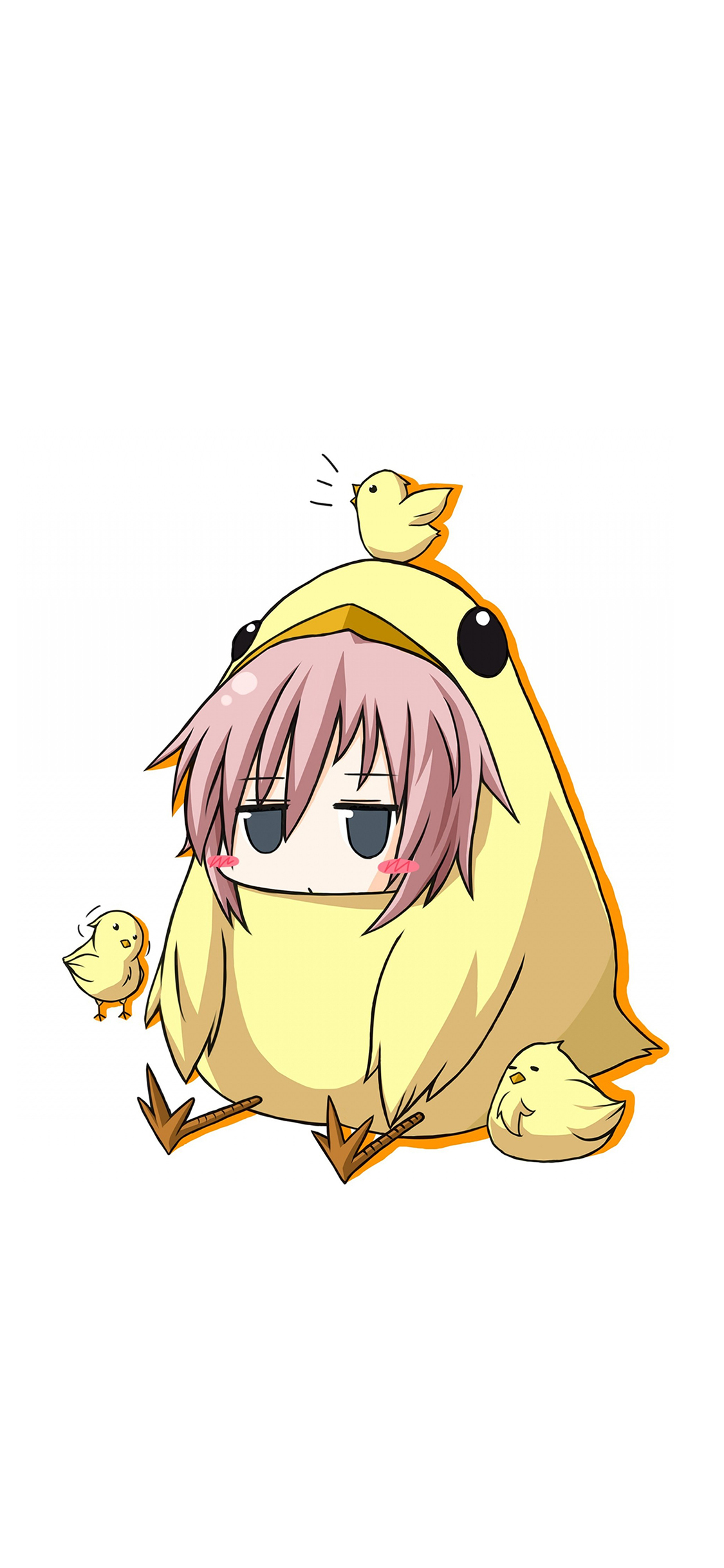 [2436×1125]少女 可爱 卡哇伊 小黄鸡 卡通 苹果手机动漫壁纸图片