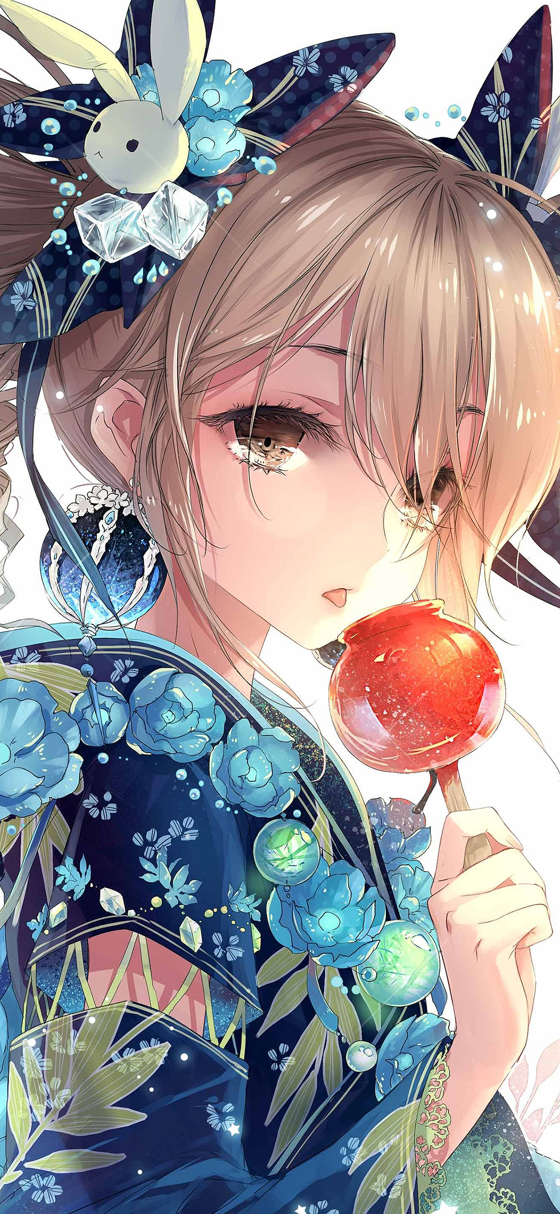 [2436×1125]少女 和服 唯美 梦幻 二次元 苹果手机动漫壁纸图片