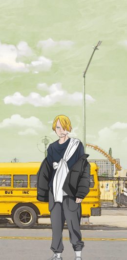 [2436x1125]山治  海贼王 时尚 潮服 动画 日本 巴士 苹果手机动漫壁纸图片