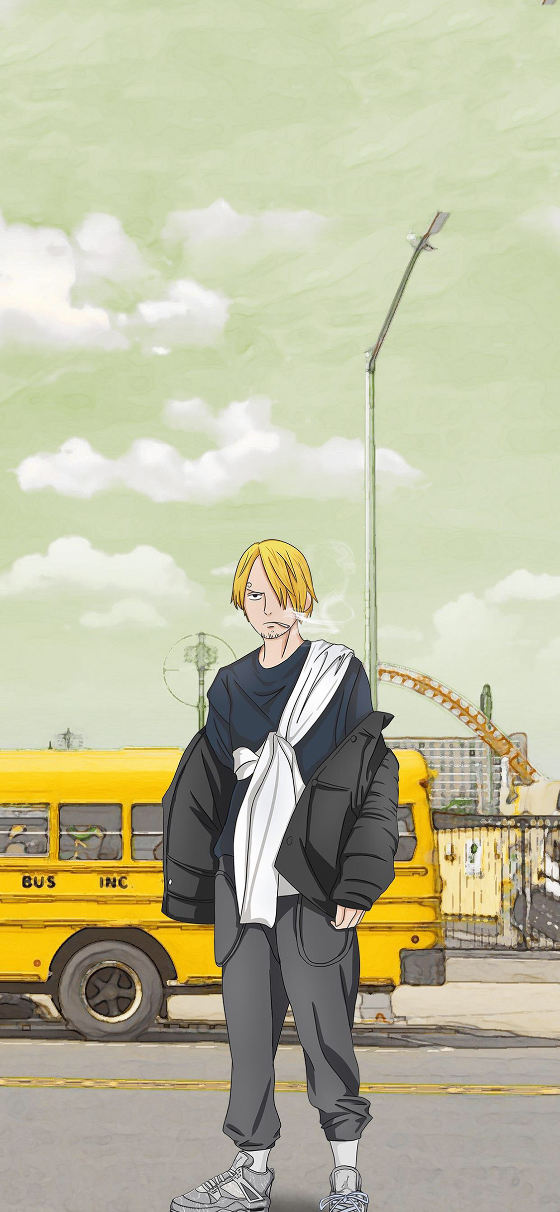 [2436×1125]山治  海贼王 时尚 潮服 动画 日本 巴士 苹果手机动漫壁纸图片