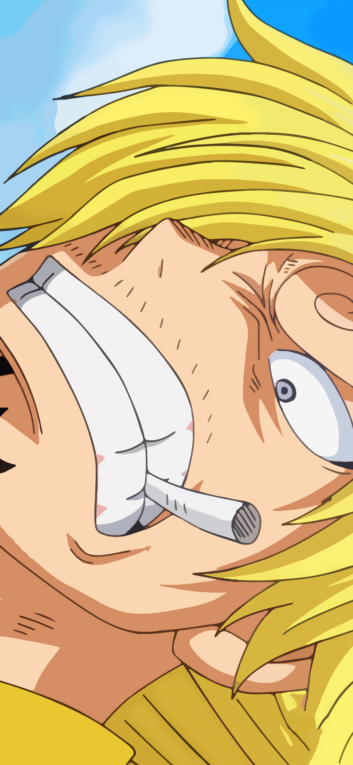 [2436×1125]山治 海贼王 香烟 日本 漫画 苹果手机动漫壁纸图片