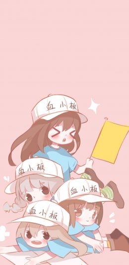 [2436x1125]工作细胞 漫画 血小板 粉色 可爱 苹果手机动漫壁纸图片