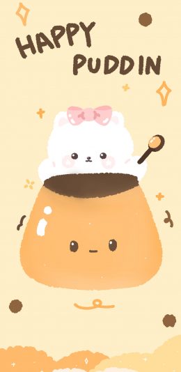 [2436x1125]布丁 happy puddin 卡通 苹果手机动漫壁纸图片