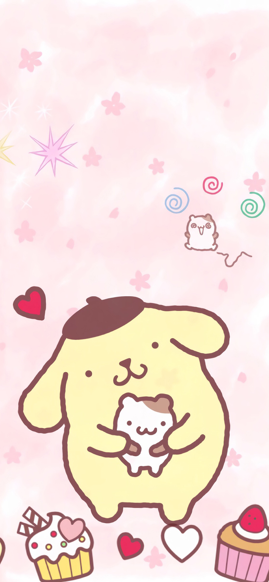[2436×1125]布丁狗 卡通 可爱 pompompurin 粉色 苹果手机动漫壁纸图片