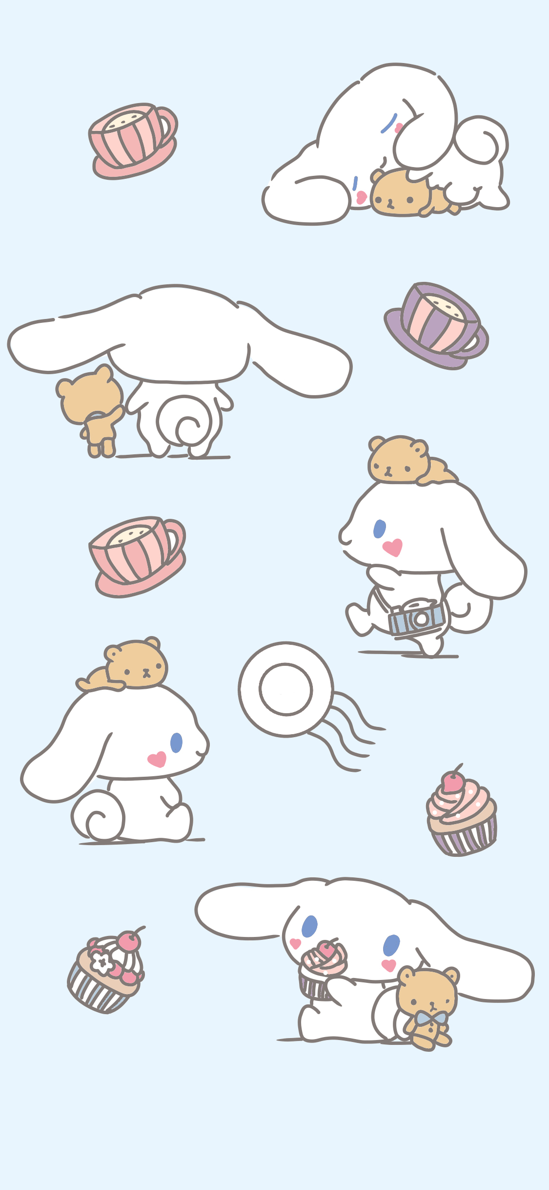 [2436×1125]布丁狗 卡通 蓝色 平铺 苹果手机动漫壁纸图片