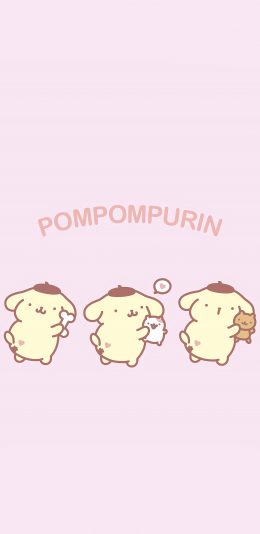 [2436x1125]布丁狗 粉色 卡通 可爱 pompompurin 苹果手机动漫壁纸图片