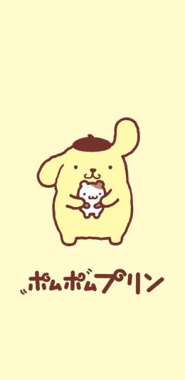 [2436x1125]布丁狗 黄色 卡通 可爱 pompompurin 苹果手机动漫壁纸图片