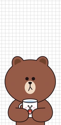 [2436x1125]布朗熊 卡通 可爱 line friends 苹果手机动漫壁纸图片