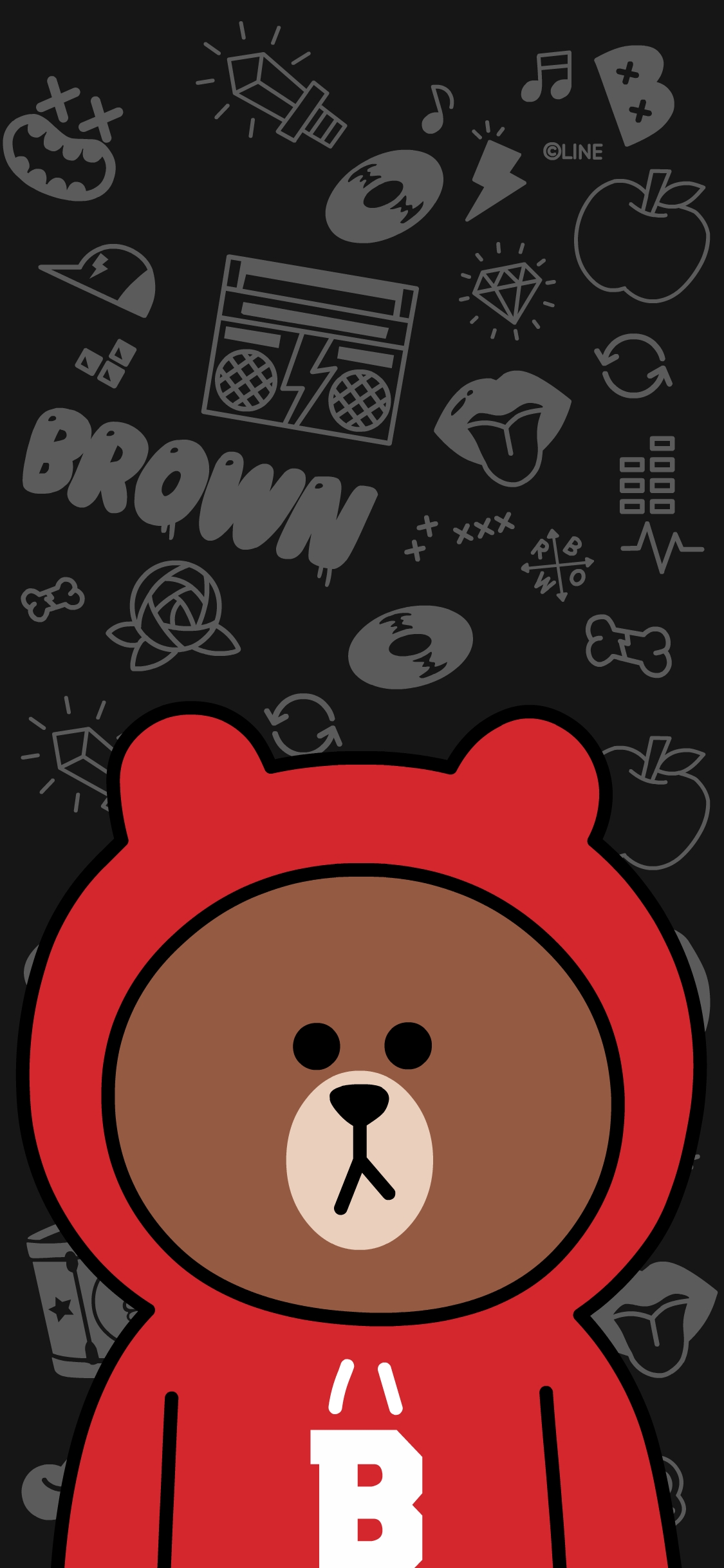 [2436×1125]布朗熊 卫衣 卡通 line friends 可爱 苹果手机动漫壁纸图片