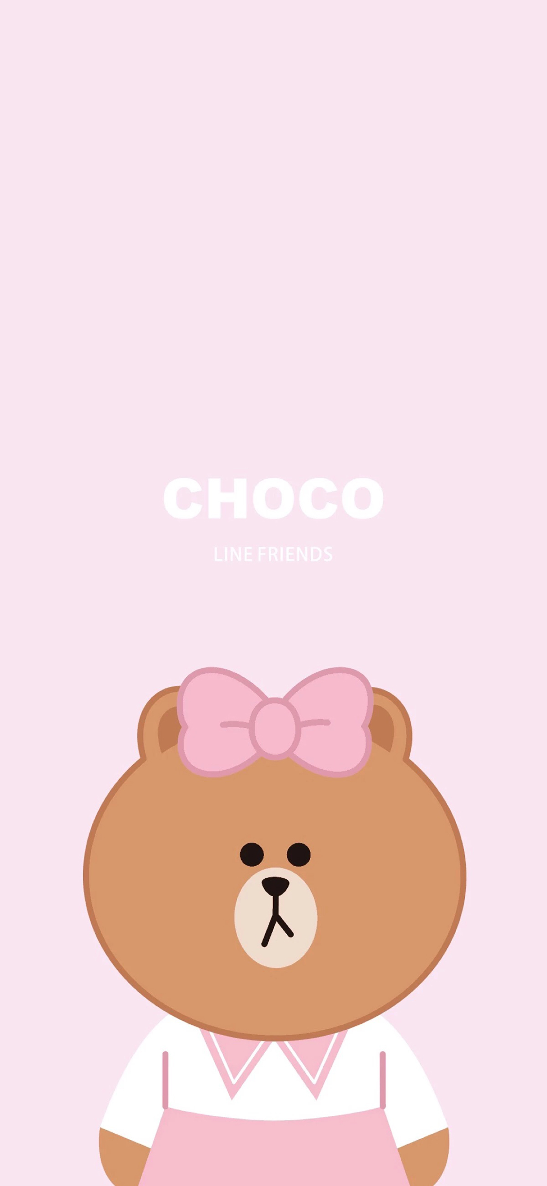 [2436×1125]布朗熊 可爱 卡通 line friends 粉色 苹果手机动漫壁纸图片