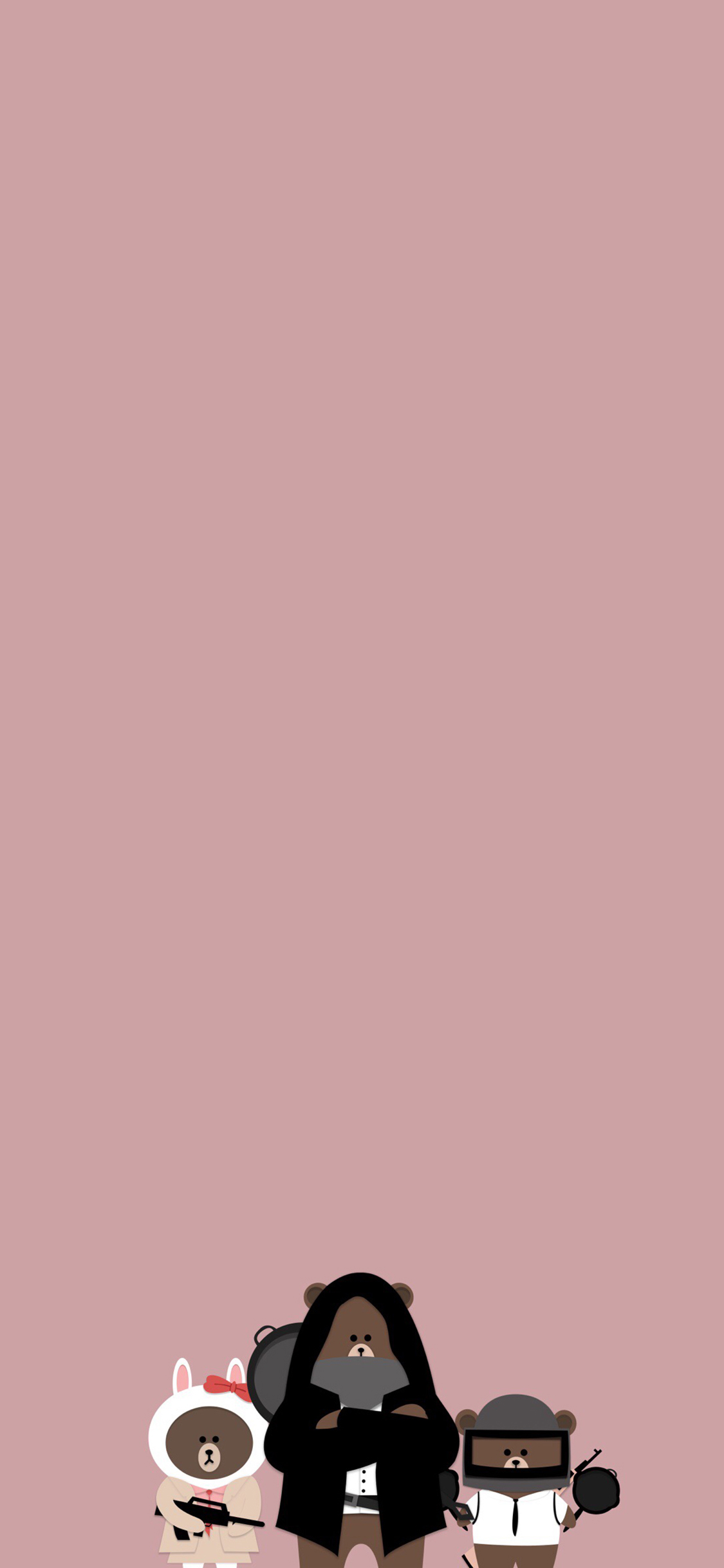 [2436×1125]布朗熊 吃鸡 可爱 卡通 苹果手机动漫壁纸图片