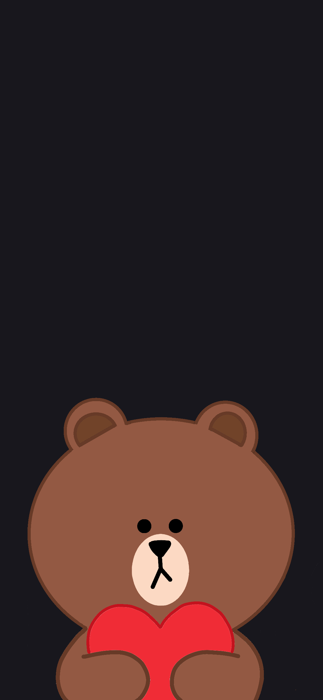 [2436×1125]布朗熊 爱心 黑色 linefriends 苹果手机动漫壁纸图片