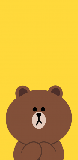 [2436x1125]布朗熊 黄色 line friends 卡通 可爱 苹果手机动漫壁纸图片