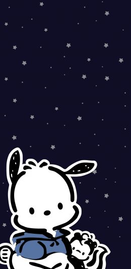 [2436x1125]帕恰狗 pochacco 卡通 可爱 星星 苹果手机动漫壁纸图片