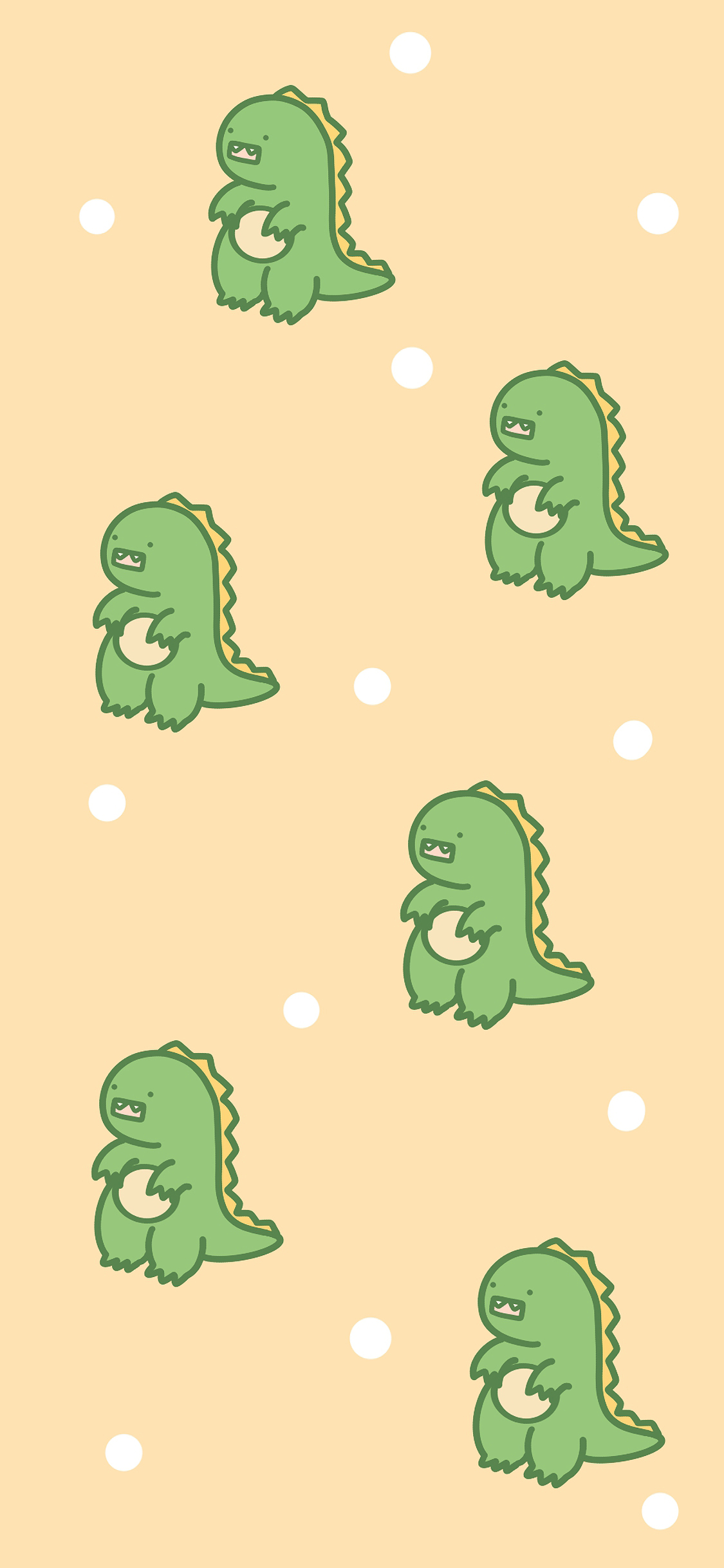 [2436×1125]平铺 卡通 小恐龙 可爱 苹果手机动漫壁纸图片
