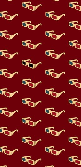 [2436x1125]平铺 密集 3D 眼镜 红蓝 苹果手机动漫壁纸图片