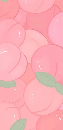 [2436x1125]平铺 桃子 粉 密集 苹果手机动漫壁纸图片